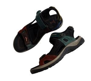 ECCO Yucatan Sport OffRoad Hiking Walking Sandal Womens 7.5 Multicolor Suede